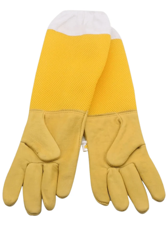 Yellow Cowhide Beekeeping Gloves